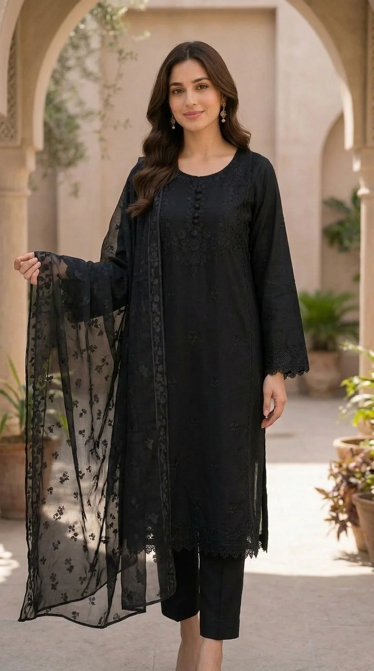 Zaavra Elegance Embroidered 3-Piece Suit - Image 3