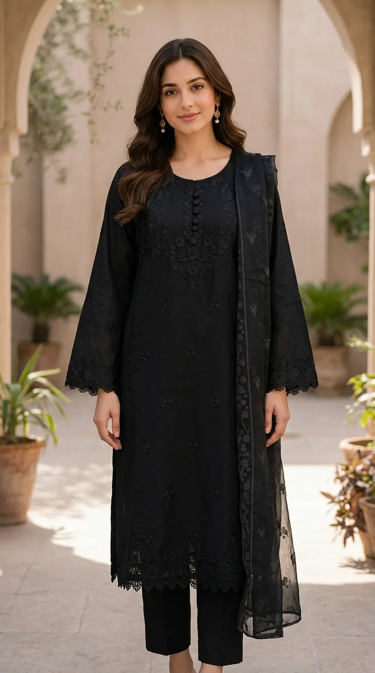 Zaavra Elegance Embroidered 3-Piece Suit - Image 2