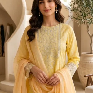 Pearl Radiance Embroidered Frock Suit