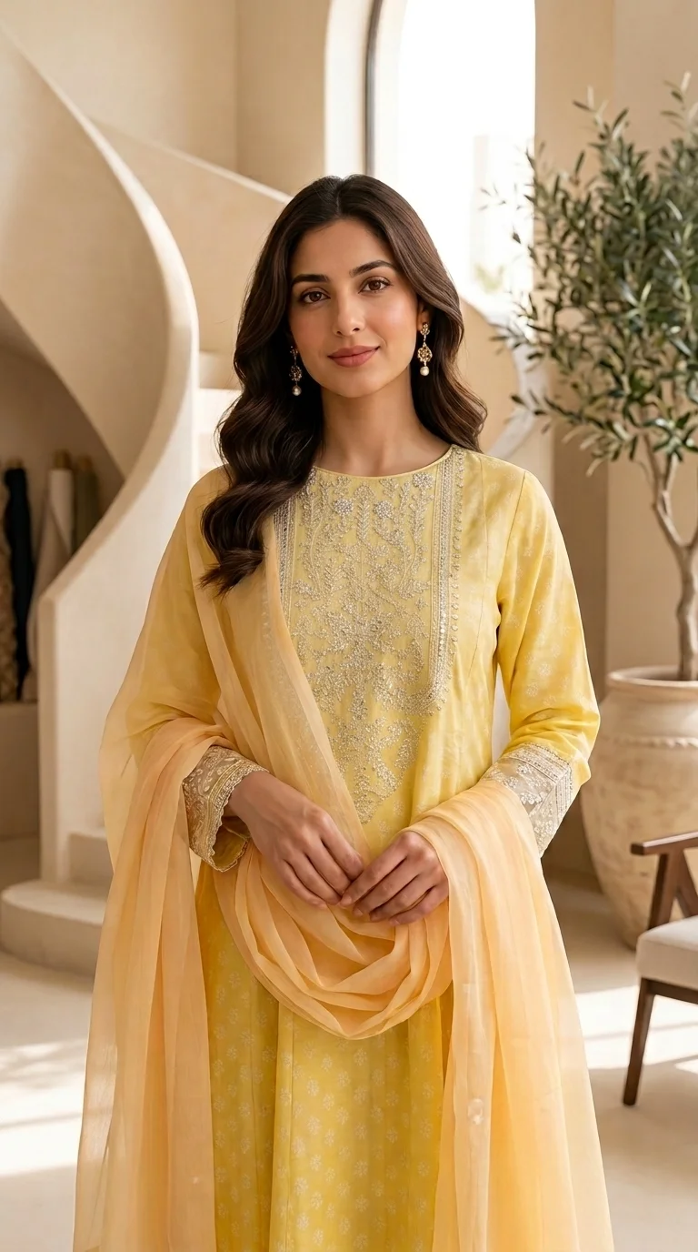 Pearl Radiance Embroidered Frock Suit