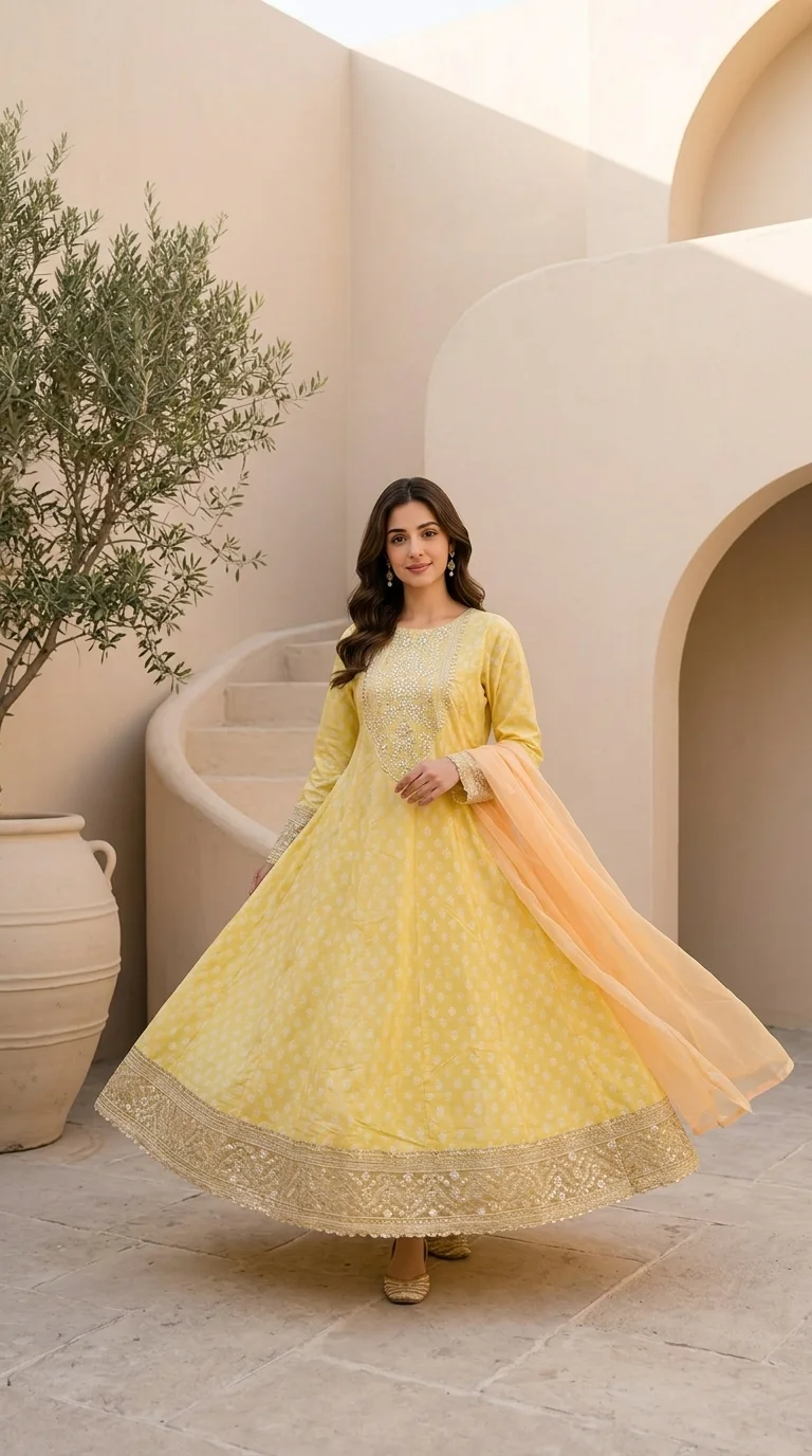 Pearl Radiance Embroidered Frock Suit - Image 3