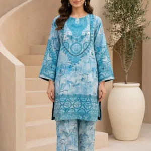 Zaavra Azure Bloom Printed 2-Piece Suit