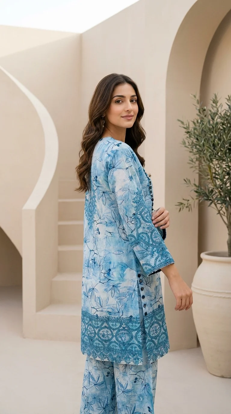 Zaavra Azure Bloom Printed 2-Piece Suit - Image 2